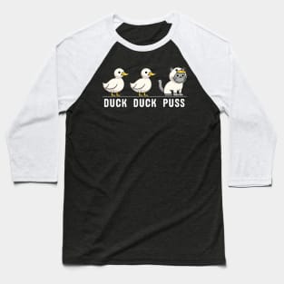 Funny Duck Goose Cat Pun Meme Kids Funny Duck Baseball T-Shirt